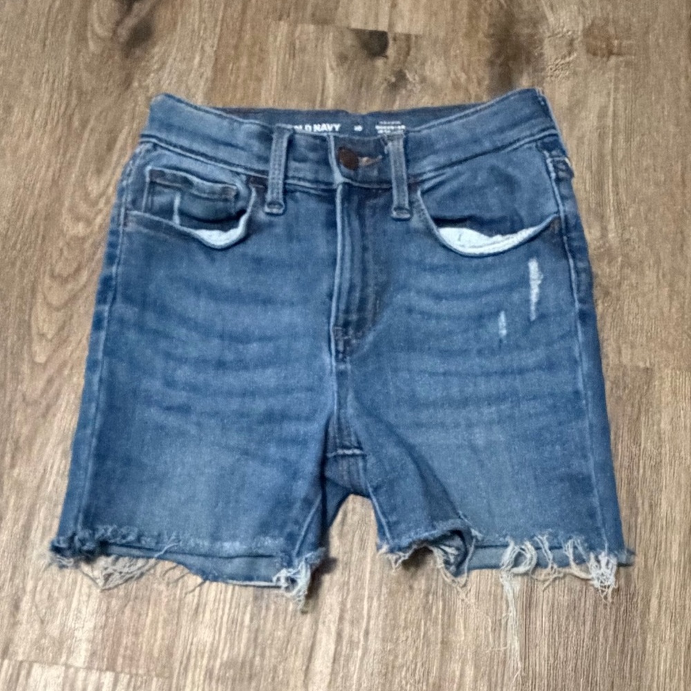 Old Navy Blue Distressed Mid-Rise Jean Shorts - Size 10
